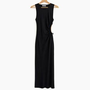 Reformation Stassi Ruched Cutout Maxi Dress Black Tencel Lyocell Side Drawstring